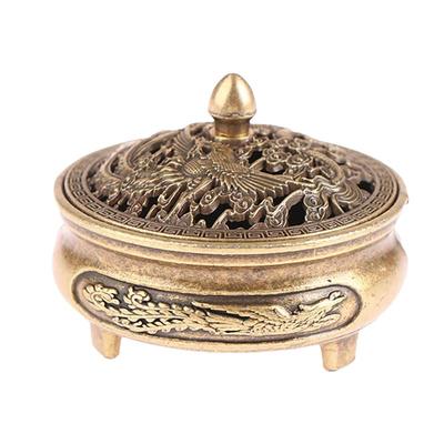 Vintage Lotus Incense Burner Metal Buddhism Buddha Holder Hollow Out Copper Three Legged Sandalwood Censer Home Decoration