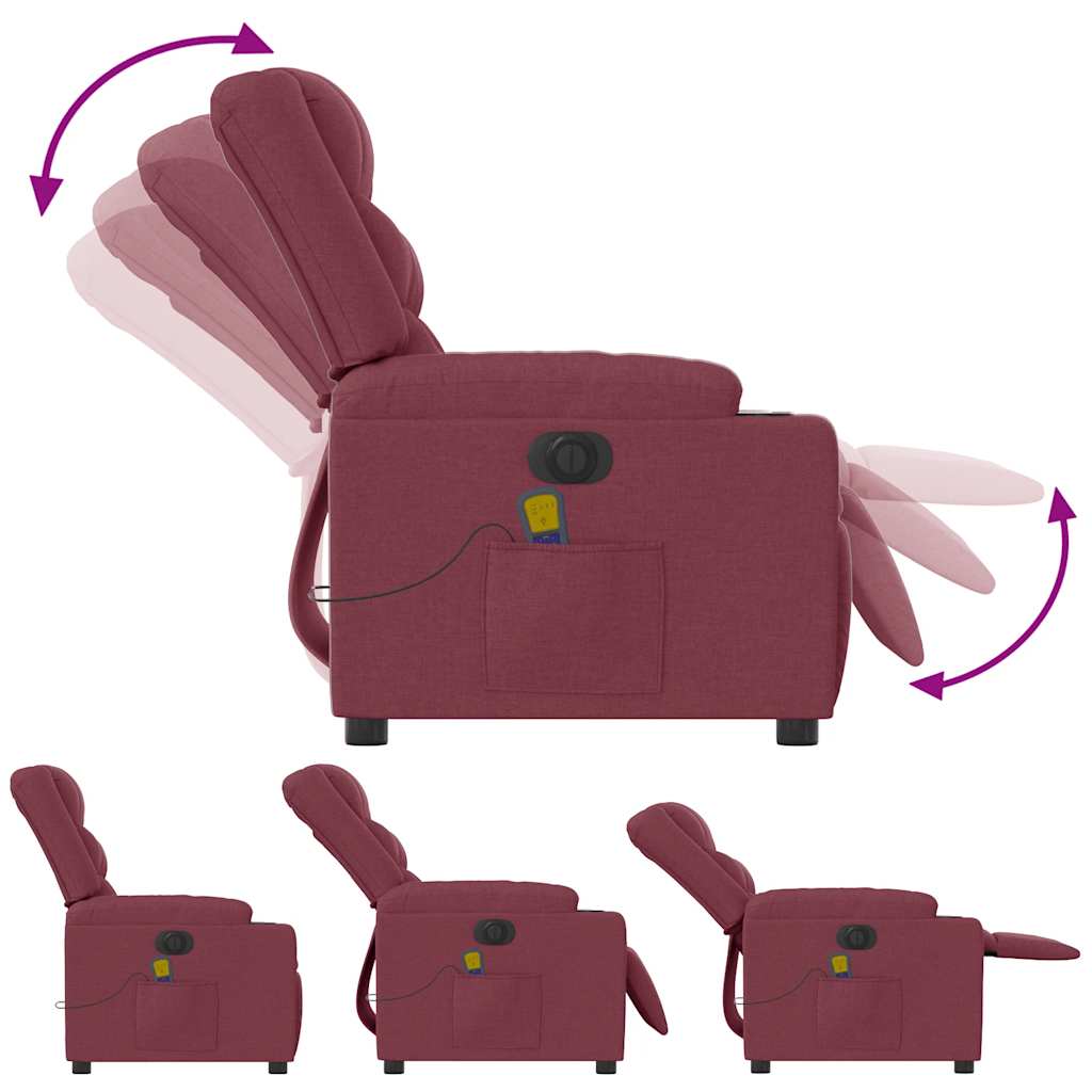 Electric Massage Chair Wine Red Fabric