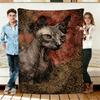Hairless Cat Vintage Pattern Flannel Blanket Soft Throws Napping Travel Use