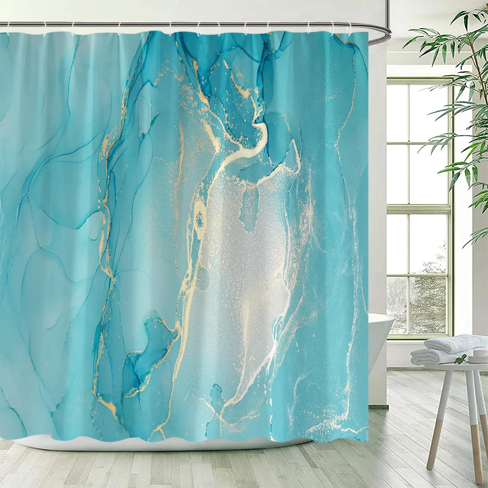 Фиолетовая мраморная шторка для душа Абстрактная лавандово-золотая ткань Занавески для ванной Современное омбре Акварельная чернильная живопись домашний Декор для ванной S 90x180cm