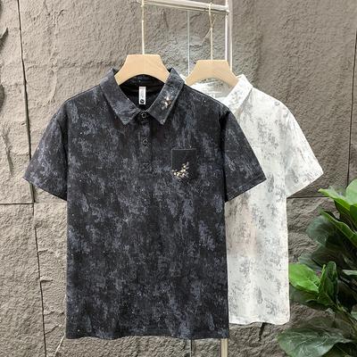 Light Luxury Handsome Gypsy Embroidered Short Sleeve Men'S Slim Fit Fashion Versatile Polo Shirt
