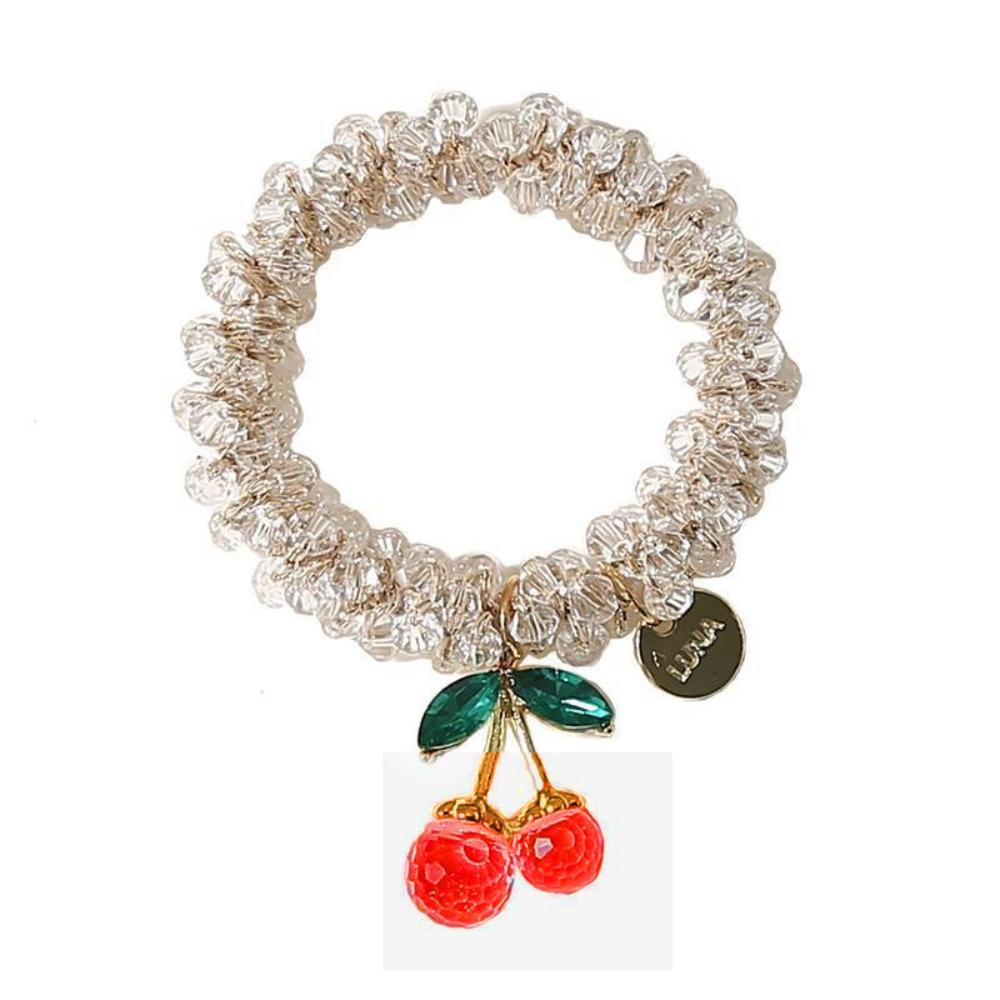 Cherry Cherry Bracelet Rhinestone Ponytail Holder Chic Hair Ties Decorative  Women and Girls