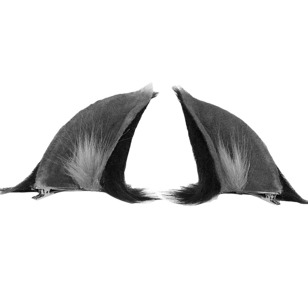 2Pieces Plush Wolf Ear Hair Clips Children Halloween Cosplay Animals Ears