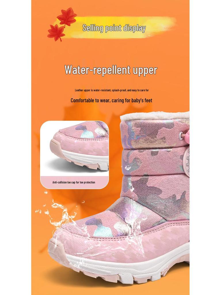 Children's Non-Slip High-Top Winter Snow Boots - Warm, Cute, Stylish for Girls
