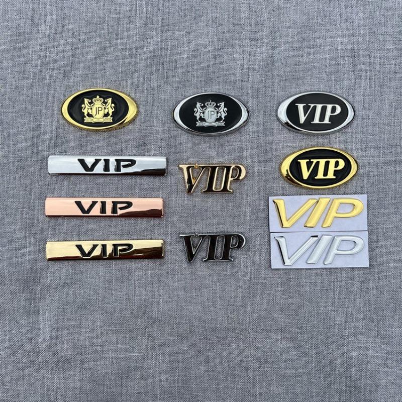 Car VIP metal car sticker VIP word logo Car logo Tail logo Side label Fender body scratch sticker