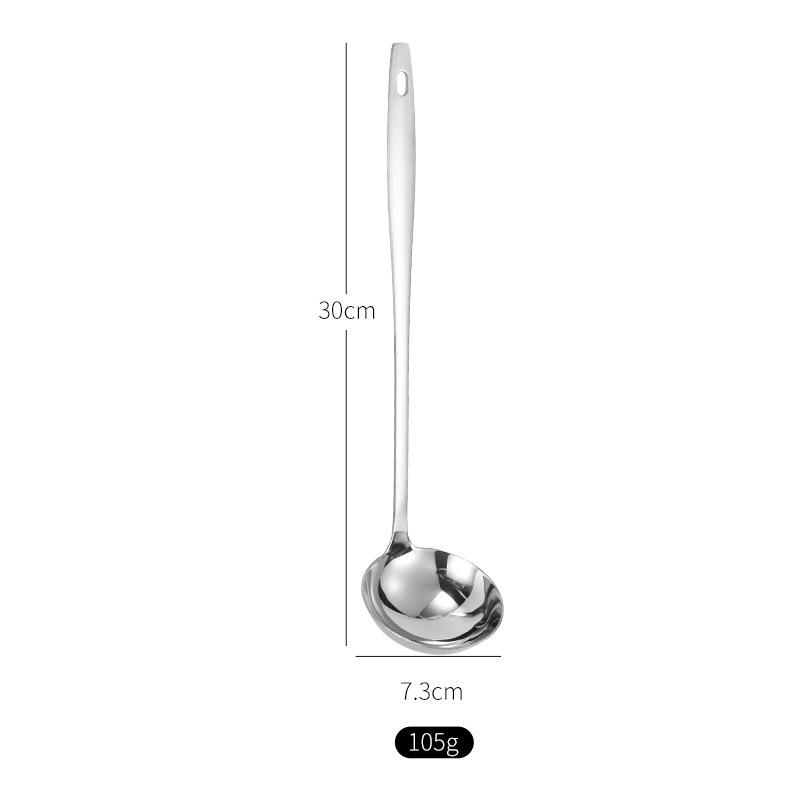 Stainless Steel Thickened Slotted Soup Ladle with Hook - Long Handle, Large & Medium Sizes for Hot Pot, Porridge, Serving, and Skimming.