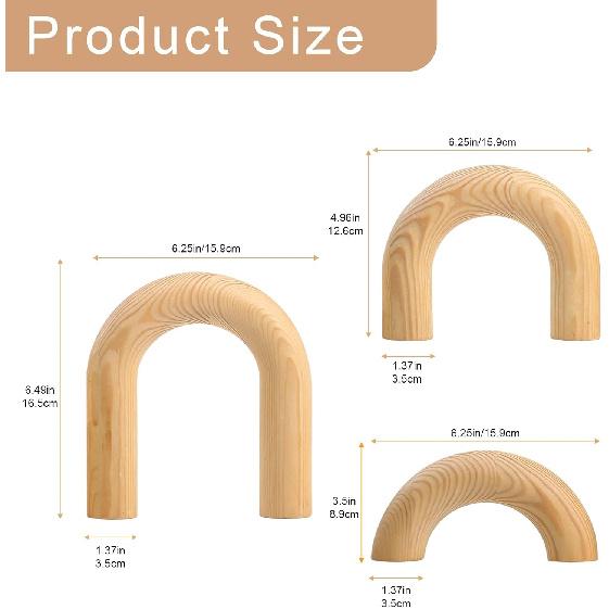 3Pcs Wood Arch Decor Aesthetic Bookcase Decor Boho Book Shelf Decor Modern Home Decor for Room Entryway Small Medium Large