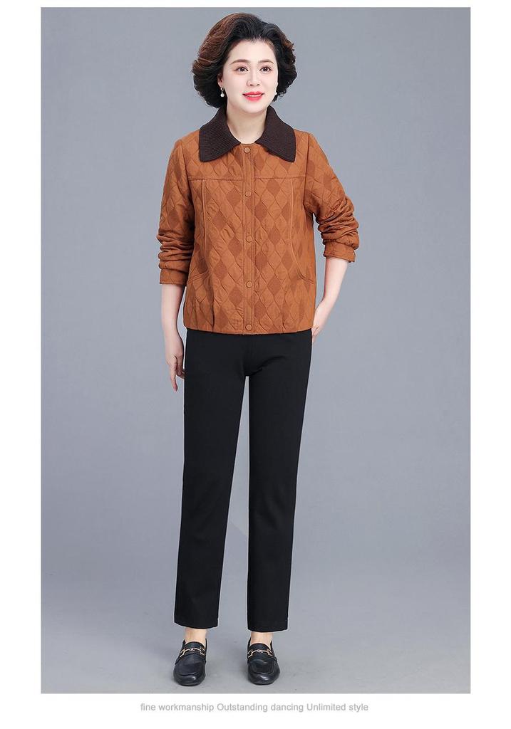 50s Inspired Petite Women's Spring/Autumn Jacket – Short Style Lapel Top for Middle-Aged & Elderly Noble Ladies