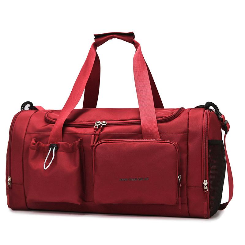 

Short business trip, hand-held travel bag, travel bag, wet and separation, sports fitness bag, independent shoe compartment, shoulder messenger bag. красный