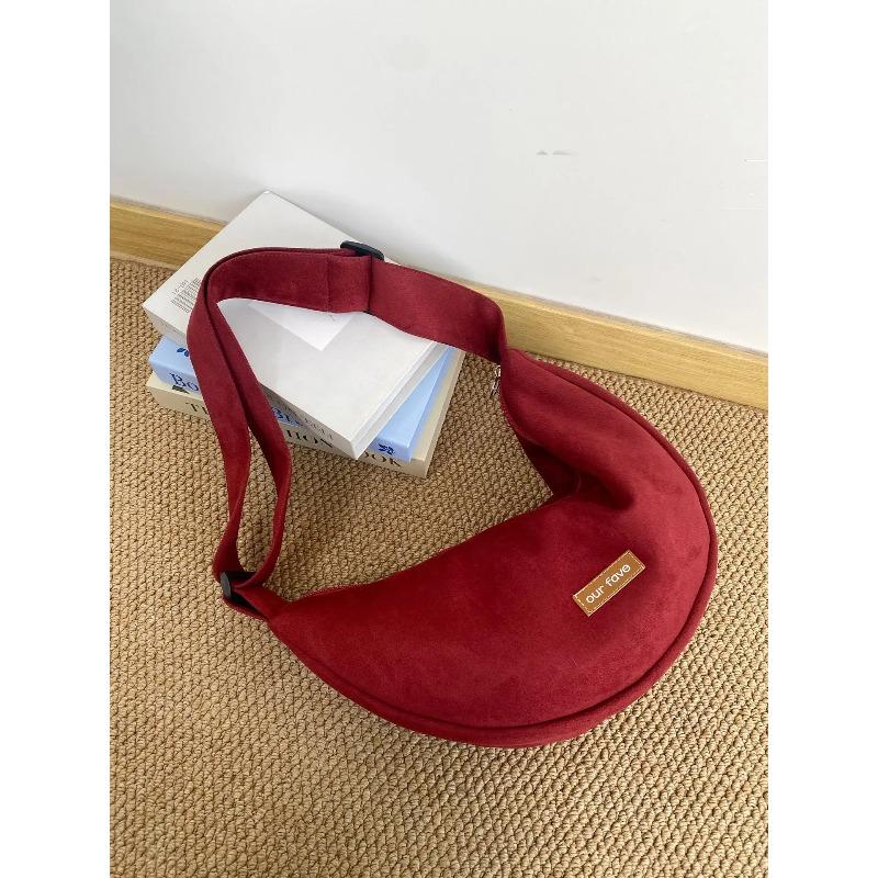 Retro Faux Suede Hobos Shoulder Bags for Women Purse Crossbody Bag Texture Velvet Female Underarm Bags Fall Winter Handbags