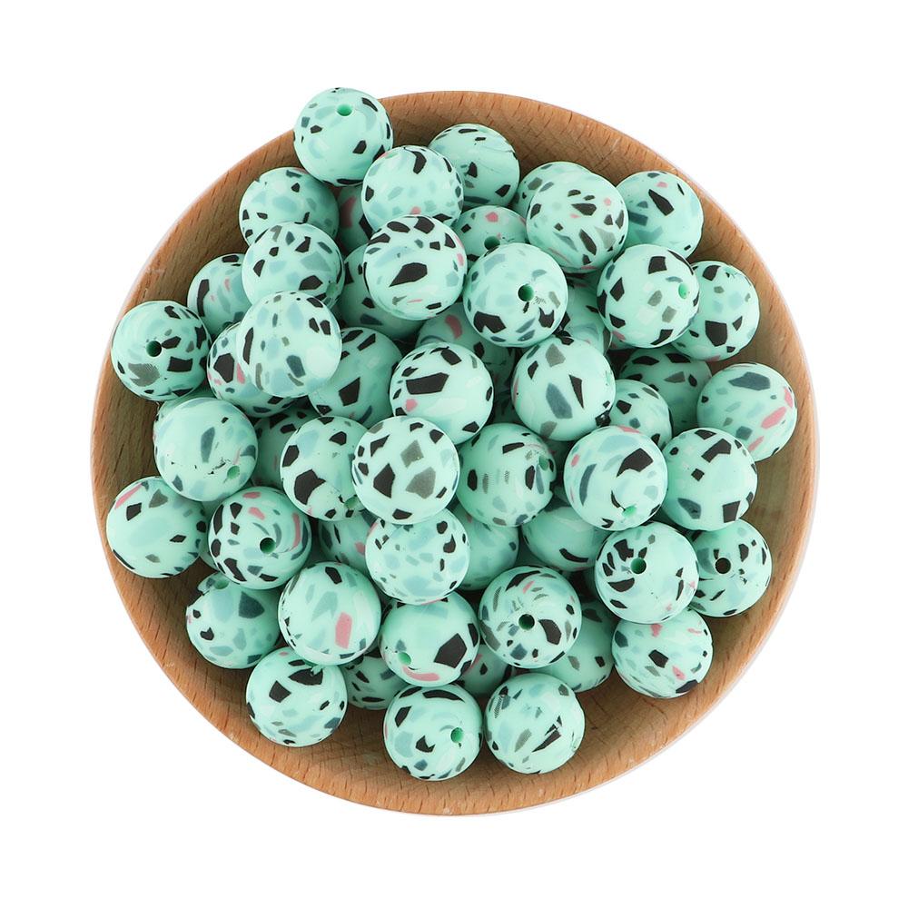 20 Stück/Los Runde Bedruckte Silikonperlen 15mm 12mm Leopardenmuster Silikonperlen Zur Schmuckherstellung DIY Schmuckzubehör