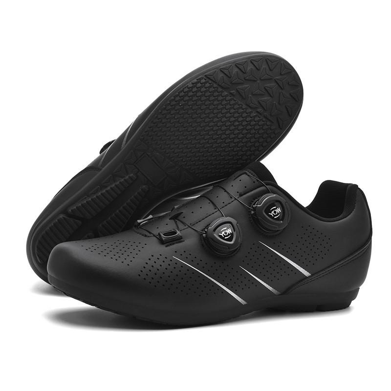 Unisex Road MTB Cycling Shoes With Dual Buckle Hard Sole Rubber Outsole