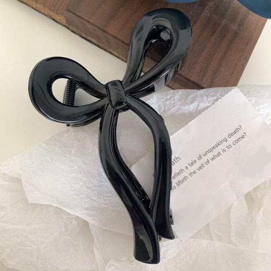 Bowknot Shape Hair Claw Candy Color Shark Hair Clip Anti-slip Back Head Hair Pin Plastic Women Hair Accessories
