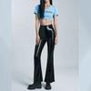 PU Mirror Leather Pants New Women's Clothing Sexy High Waist Black Casual Micro-pull Trousers