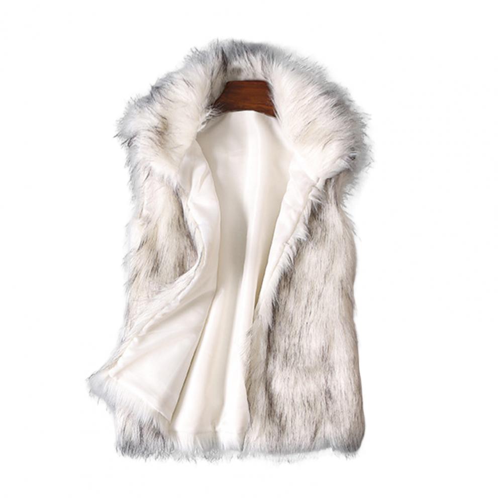 Fashion Fluffy Waistcoat Windproof Faux Fur Vest Women Plus Size Furry Coat Pockets Comfortable Vest Coat for Shopping