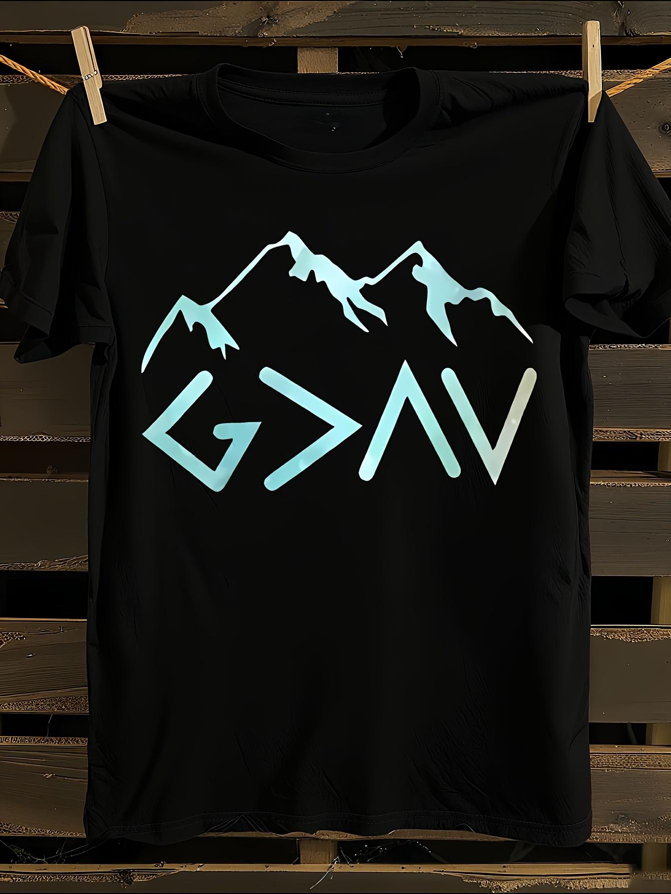 Black Teal Mountain Tree Graphic Tshirt S