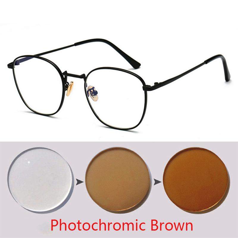 -1 -1.5 -2 -2.5 -3 -3.5 To -6.0 anti Blue Light Myopia Glasses Women Men Retro Metal Big Frame Square Students Myopia Glasses