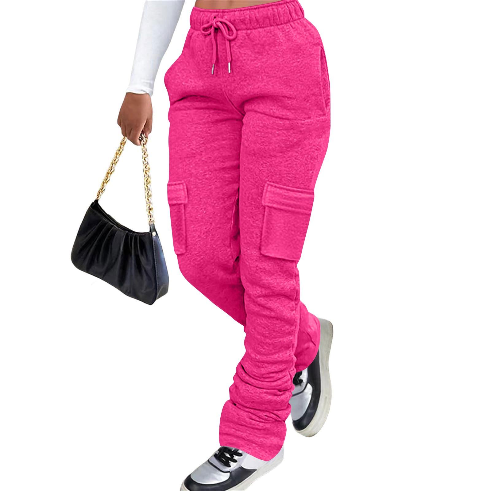 

Женские повседневные спортивные брюки-карго, плиссированные спортивные брюки-джоггеры, зимние спортивные брюки с завязками на ворсе и карманами L