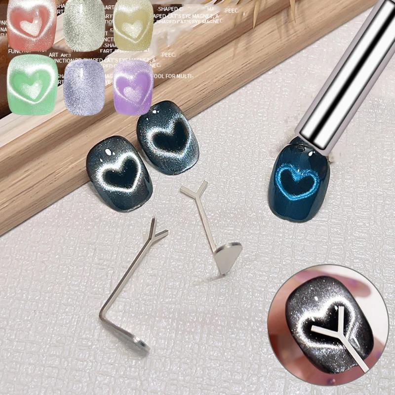 Set de 2 Imanes para Uñas Gato Ojo de Gato Forma de Corazón, Varilla Magnética Cilíndrica para Crear Ojo de Gato Francés Forma de Corazón en Uñas Herramientas de Manicura