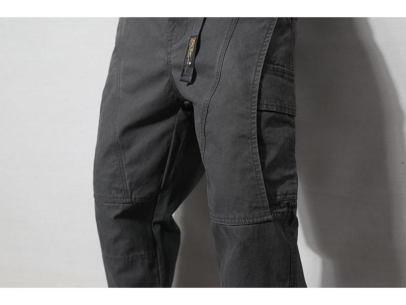 Herren Retro Japanische Mehrfach-Taschen Tapered Overalls - Schwergewichtige Freizeit-Hosen für Frühling und Herbst