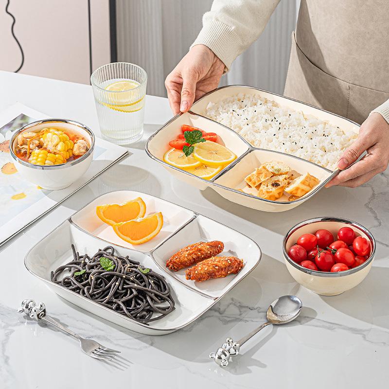 Farfurie ceramică de uz casnic compartimentată de lux ușor