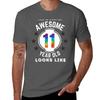 This Is What An Awesome 11 Year Old Looks Like Eleventh Birthday Tshirt Labor Work Casual Tshirt