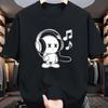 Summer Men's Cotton Casual Loose Fit Music Themed Printed Comfortable Sports Round Neck Short Sleeved T-shirt Top
