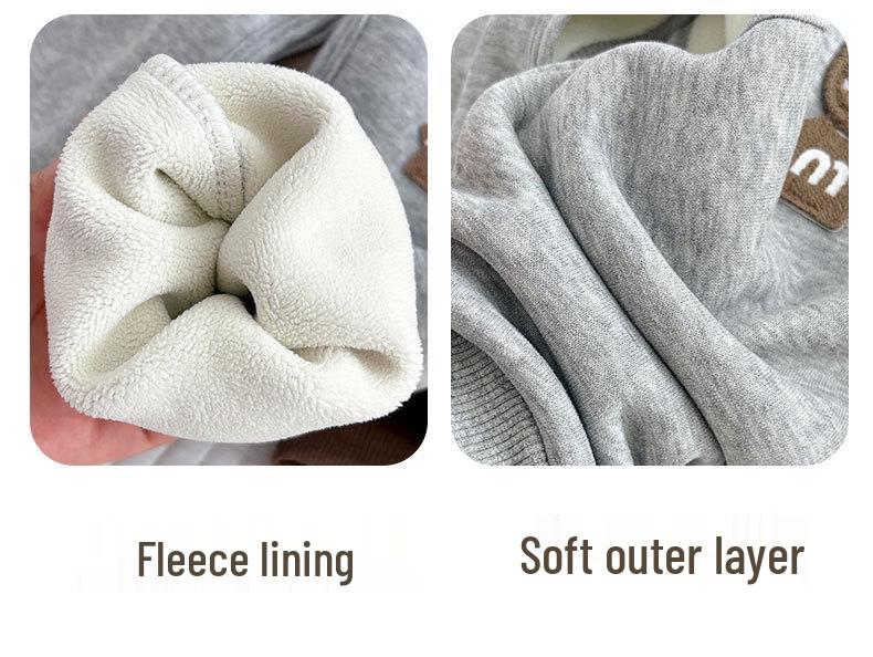 Baby-Sweathose mit Fleecefutter und offener Schritt: Verdickte, warme Herbst-/Winterkleidung für Jungen und Mädchen
