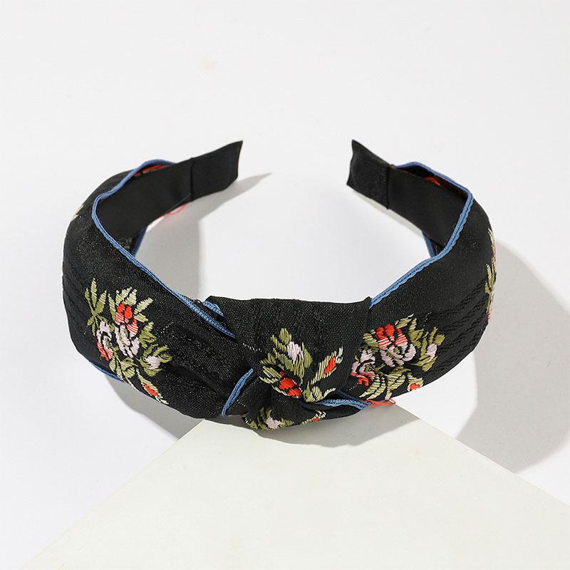 

Весна Лето Милая Повязка на Голову с Вышивкой Цветами для Женщин Девочек Повседневный Шоппинг Вечеринка Путешествия Головной Убор Прекрасный Бант Узел Обруч для Головы
