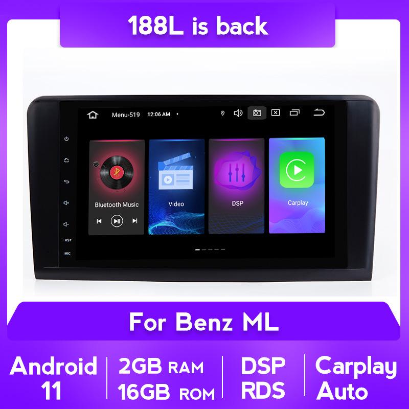 Mercedes-Benz ML 9" Touchscreen GPS Navigation with CarPlay & Bluetooth
