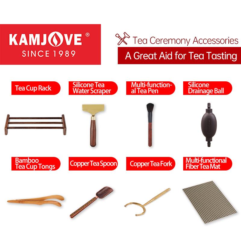 KAMJOVE Teiera con filtro a un pulsante Vetro resistente al calore Servizio da tè Teiera con filtro Tè Tè cinese Kung Fu Accessori per la cerimonia del tè