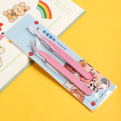 Stainless Steel Straight Curved Tweezers Colorful Pink Blue Purple Diy Eyelash Tweezer Nail Art Sticker Rhinestones Picking Tool