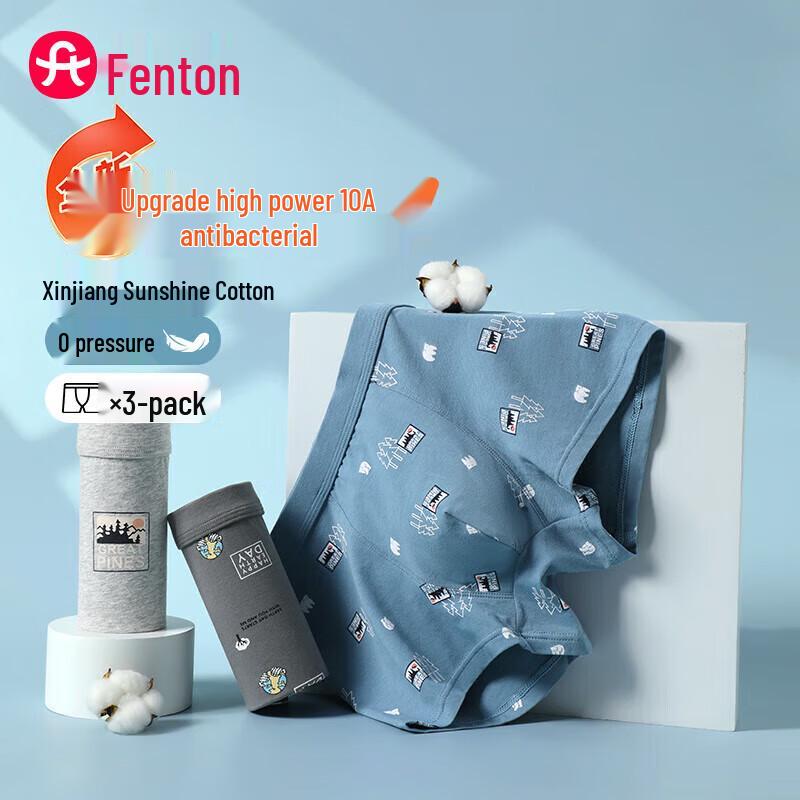 Fenteng Мужские хлопковые антибактериальные боксеры-брифы, 3 шт. 2XL
