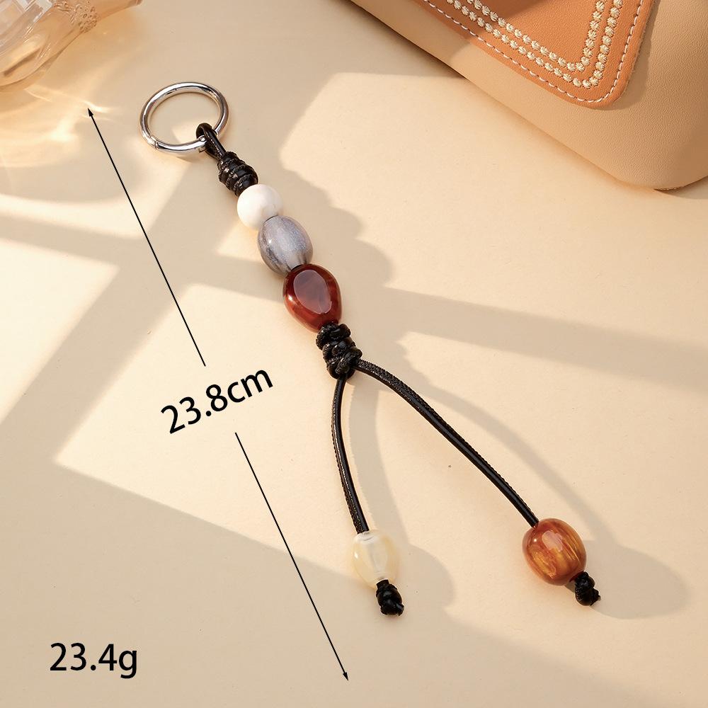 Handmade Vintage Stone Peach Charm Boho Bag Pendant Rustic Lucky Amulet Gift Women Trendy Jewelry Bag Charm