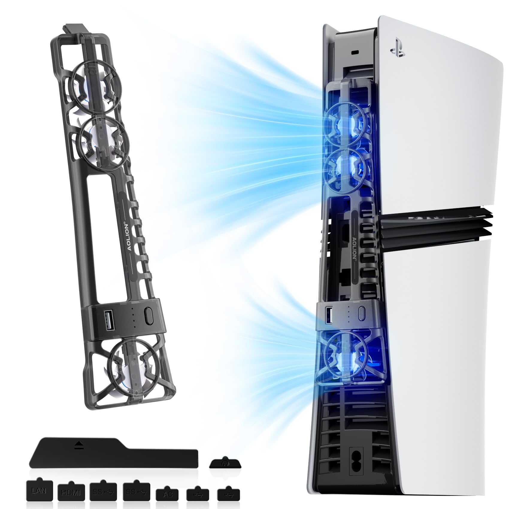 

Compatible with PS5 Pro and PS5 this cooling fan features 3 fan automatic temperature rapid heat LED USB and low Compatible with both disc and digital