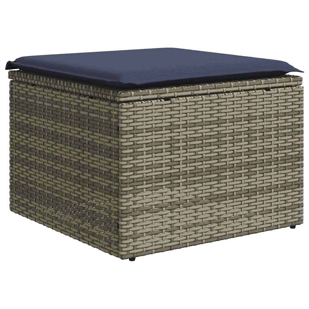 7 Piece Garden Sofa Set with Cushions Gray Poly Rattan