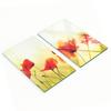 Set of Tempered Glass Kitchen Boards with Poppy Print 2x30x52 Cm