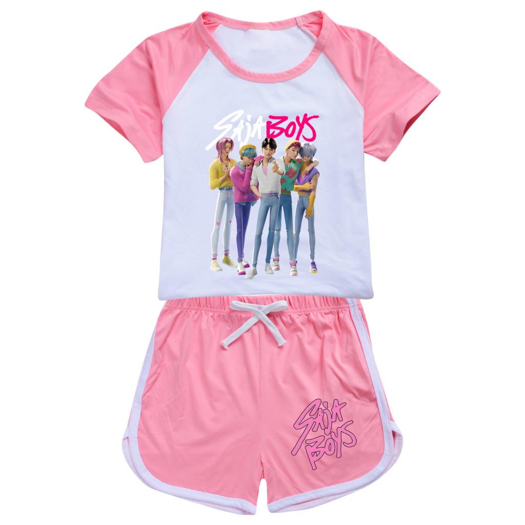 4986 Kids Girls Sajaboys POP Rumi Zoey Mira Print T-shirt Shorts Sport Tracksuit Clothes Set
