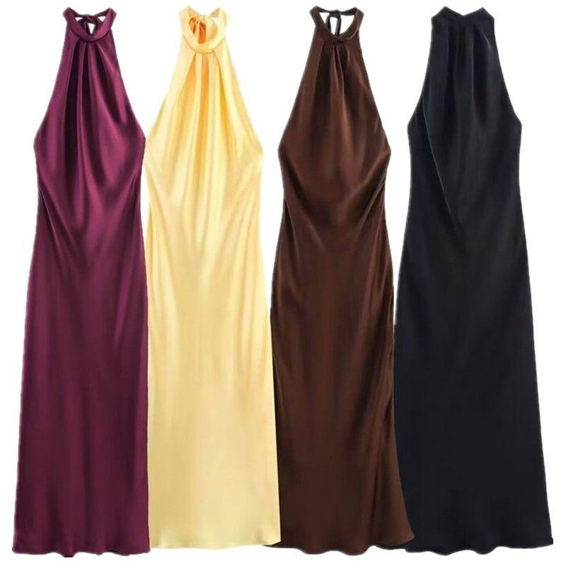 Fashion Style 2024 Summer Women's New Sleeveless Open Back Silk Satin Texture Loose Dress 3274548 700
