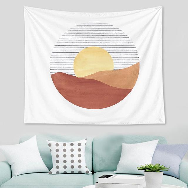 Nordic Abstract Geometric Tropical Plant Print Pattern Tapestry Home Living Room Bedroom Wall Decor Background Cloth Tapestry