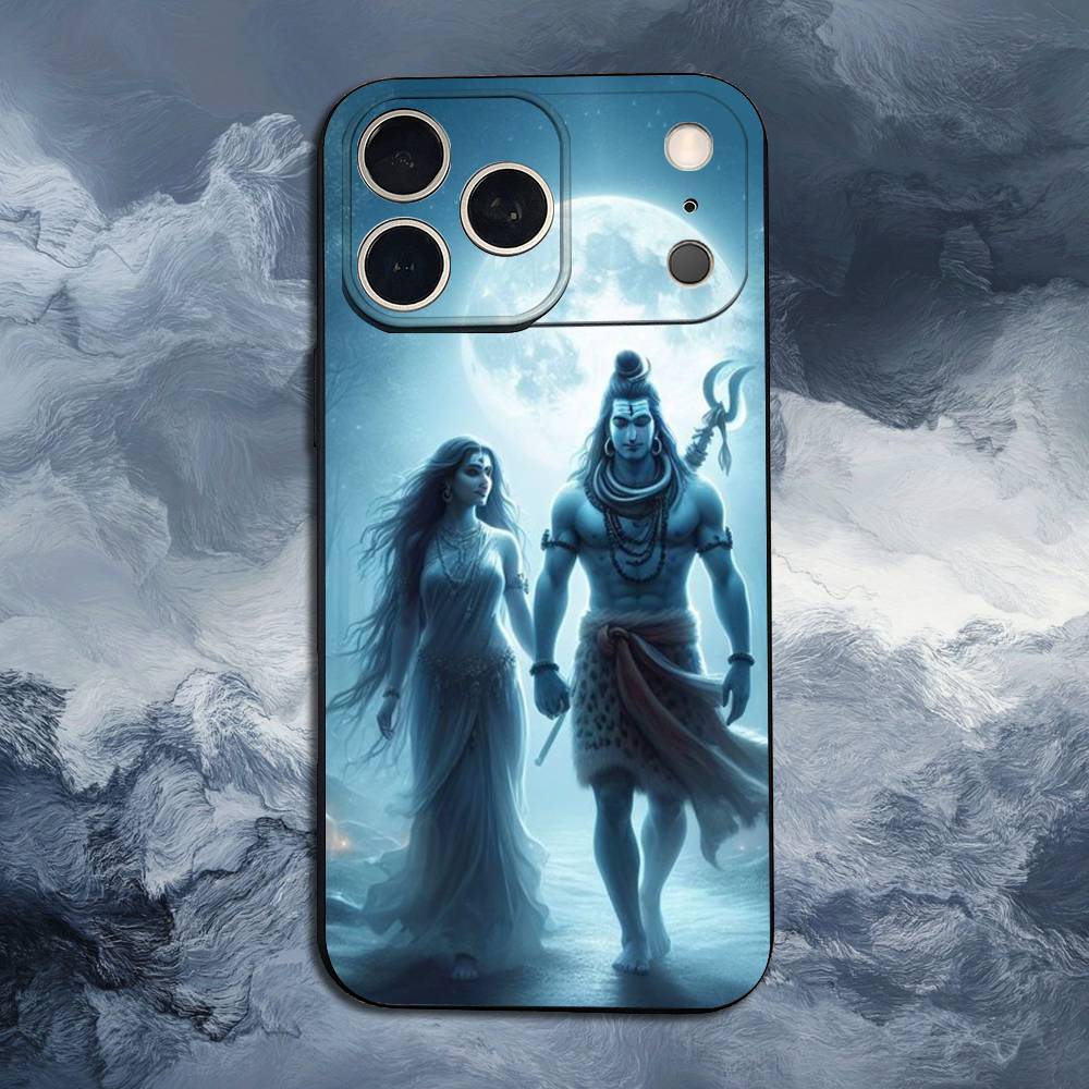 Lord Shiva Mahadevs of Indiav Case For iPhone 12,14,15,16,17,13,11,X,Mini,Plus,Pro Max,8,7,XR,SE,XS,Soft Silicone Black