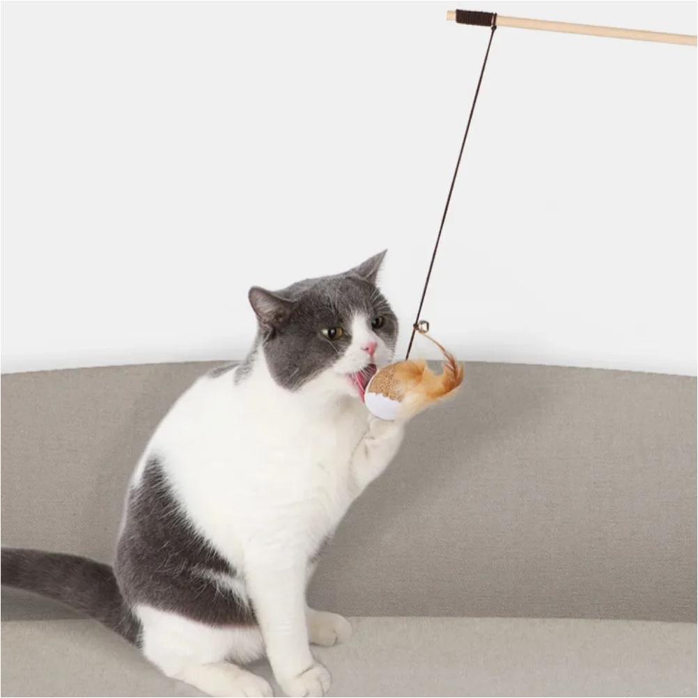 1 ks Teaser Pierkové Hračky Mačiatko Zábavná Farebná Tyč Mačacia Palička Hračky Drevené Domáce Mačacie Hračky Interaktívna Palička Potreby pre Domáce Mačky