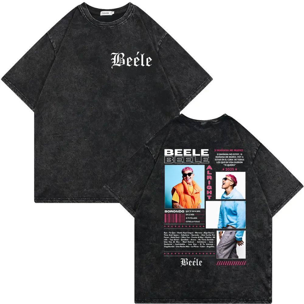 Vintage Washed Rapper Beele Album Merch T-shirts Men Women Clothing Hip Hop Fashion T-shirt Summer Casual Loose Cotton T Shirt