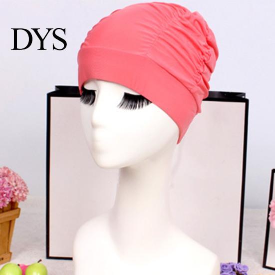 Adults Swimming Cap Women Cloth Cap, Breathable Ruffle Solid Color Swim Pool Ear Cover for Adults, Short Long Thick Hair Protection Bathing