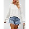 MGHR Women's Fashion Casual Solid Color Print Autumn Winter Long Sleeve  Loose Sweaters