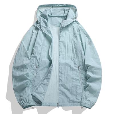 Abbigliamento Solare in Seta di Ghiaccio da Uomo Estivo Sottile Colore Semplice Outdoor Ampio Taglie Forti Con Cappuccio Abbigliamento Protettivo dal Sole Giacca Cappotto