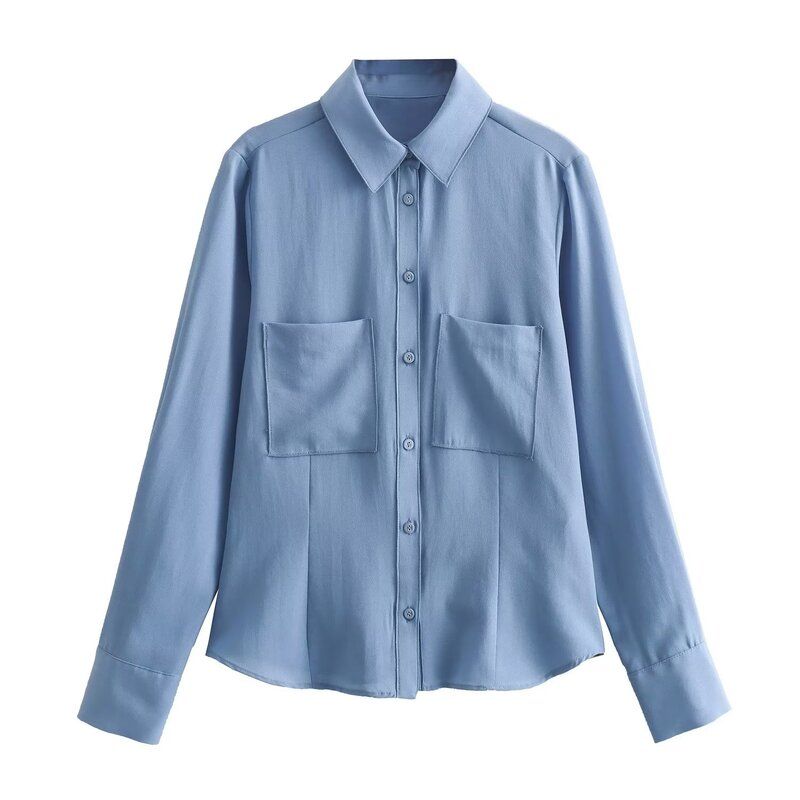 Fashion Style Fall and Winter New Women's Clothes Pocket Crepe Long Sleeves Lapel Shirt High Waist Pants 8932499 920