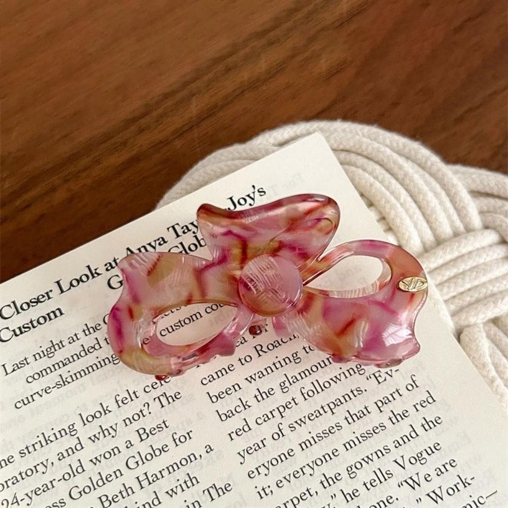 Korean Style Bowknot Barrettes Sweet French Shark Clip Bow Acetic Acid Hair Claw  Hair Accessories
