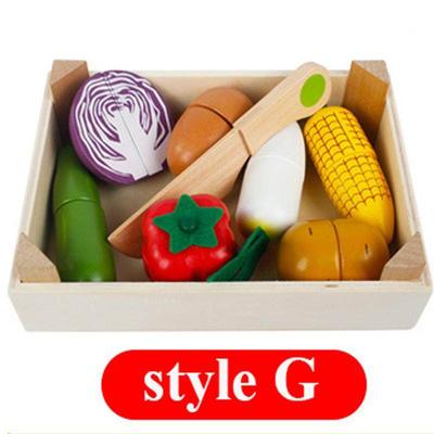 Kvvdi Wooden Kitchen Toys Cutting Fruit Vegetable Play Miniature Food Kids Food Toys