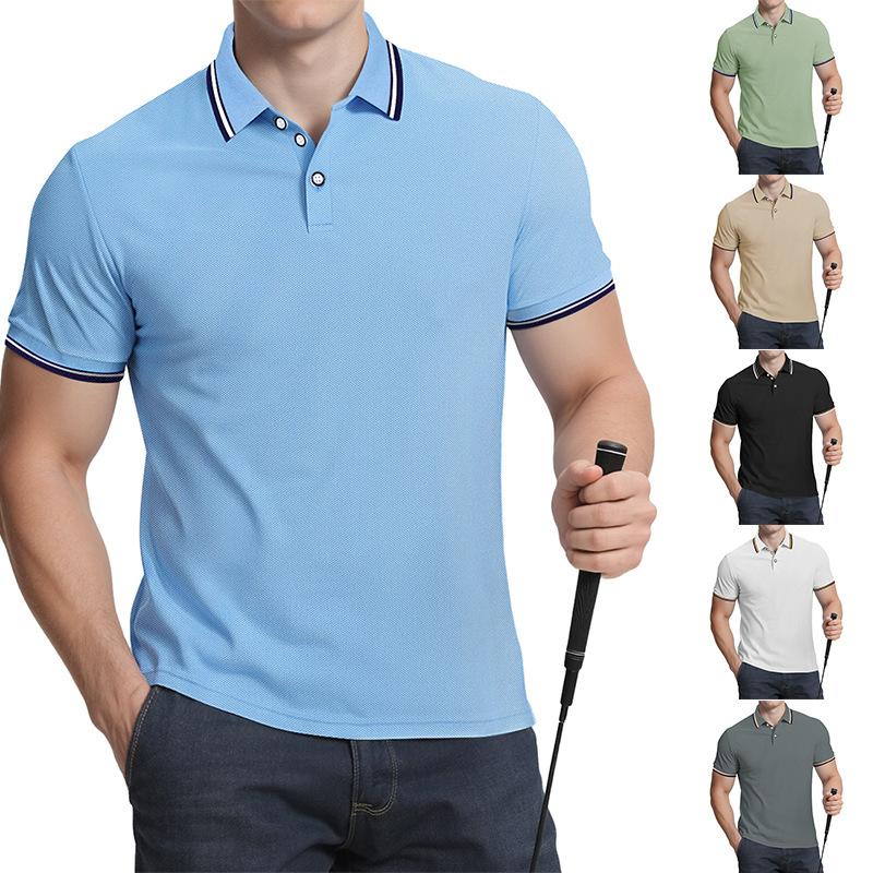 European and American Men's Summer Loose Lapel Short-sleeved T-shirt Casual Clothing